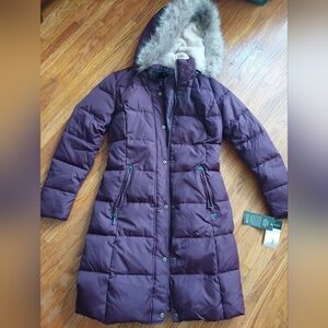 NWT Lauren RALPH Lauren PARKA Jacket Faux Fur Cranberry ( Not Purple)  Bag B